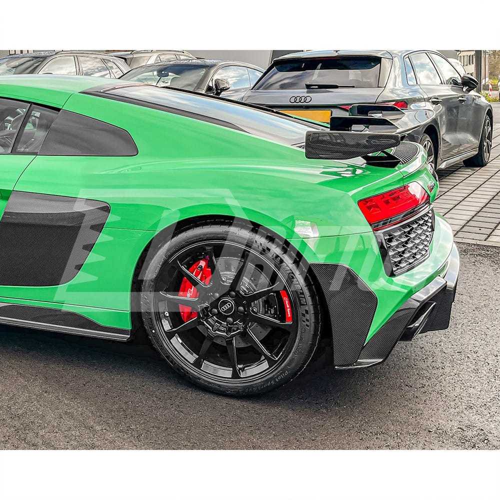 GT RWD Style Dry Carbon Fiber Rear Bumper Canards Splitter For Audi R8 2020-2024