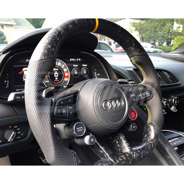 Customize Carbon Fiber Alcantara Steering Wheel For Audi R8 2016-2024