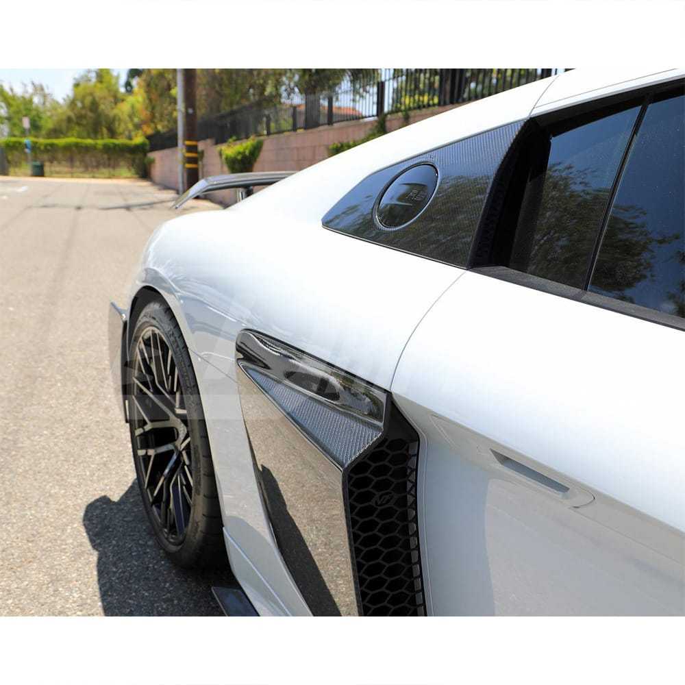 Dry Carbon Fiber Quarter Window Louvers Cover Trim For Audi R8 2016-2024