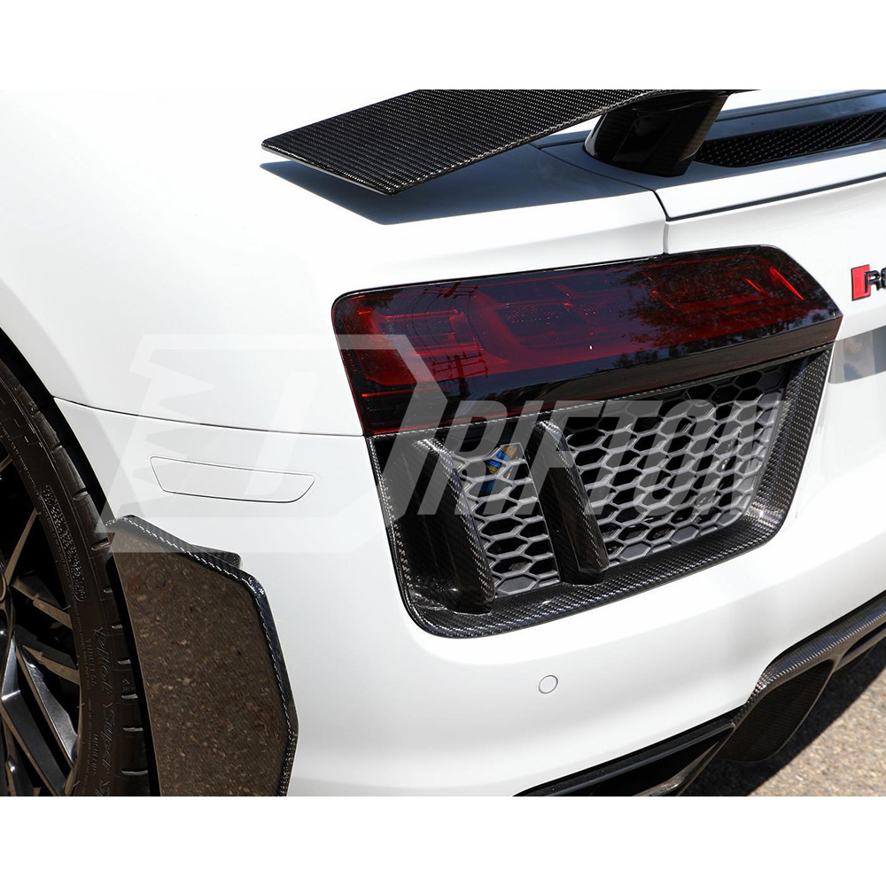 Dry Carbon Fiber Rear Bumper Grill Air Vents Cover Trims For Audi R8 2016-2019