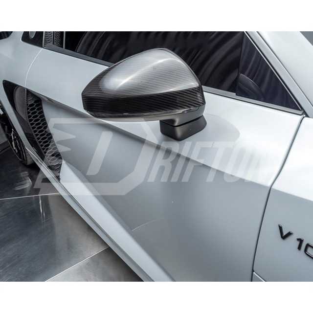 Dry Carbon Fiber Stick On Mirror Cover For Audi R8 2016-2024