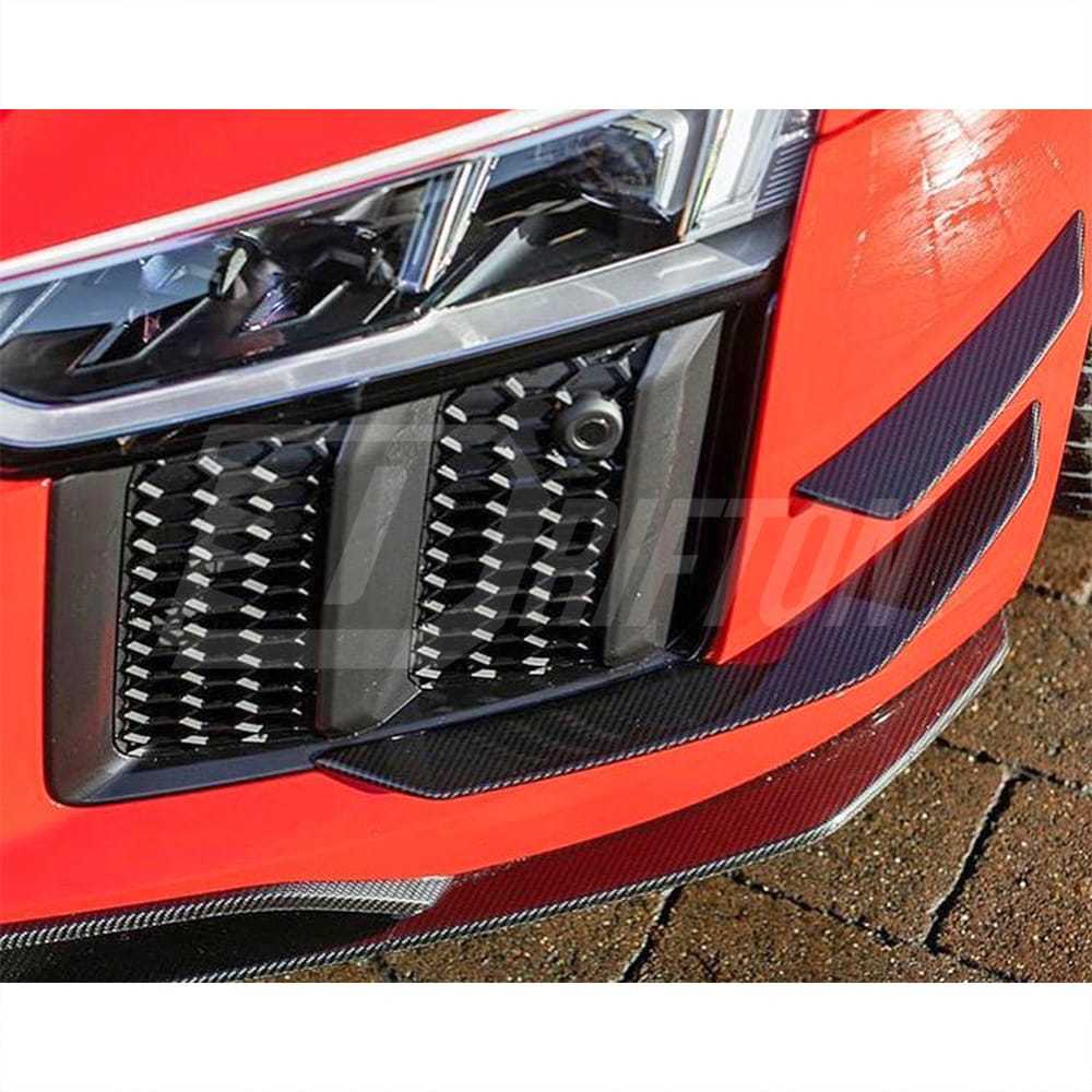 Performance Style Dry Carbon Fiber Front Bumper canards For Audi R8 2016-2019