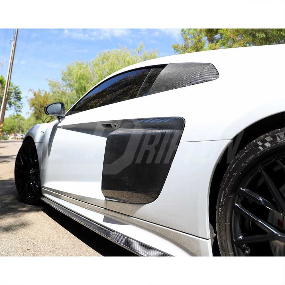 Dry Carbon Fiber Quarter Window Louvers Cover Trim For Audi R8 2016-2024