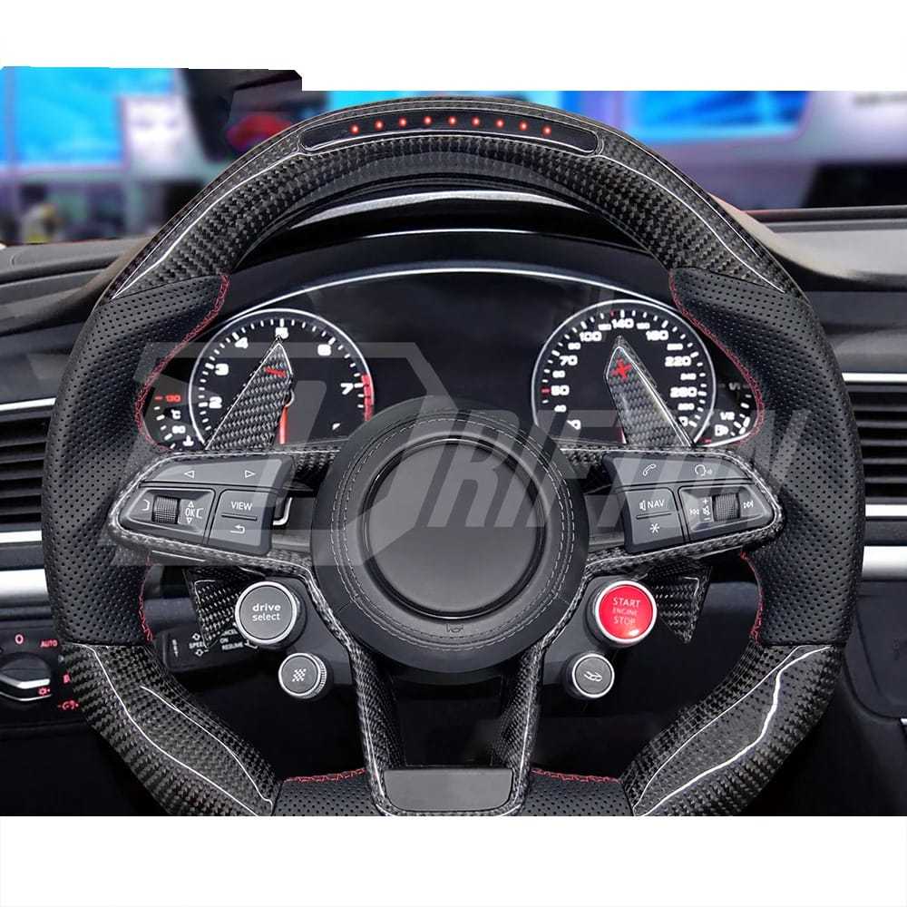 LED Display Shift Build Carbon Fiber Customs Steering Wheel For Audi R8 2016-2024