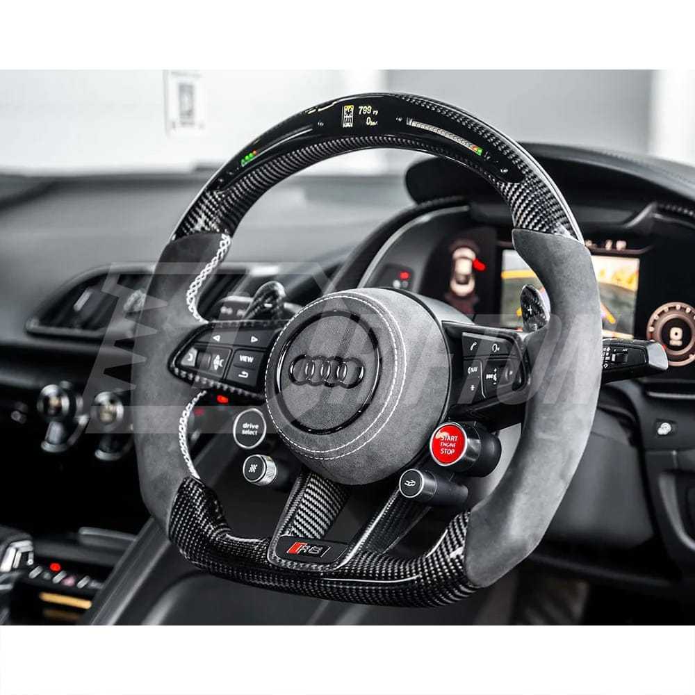 LED Display Shift Build Carbon Fiber Customs Steering Wheel For Audi R8 2016-2024