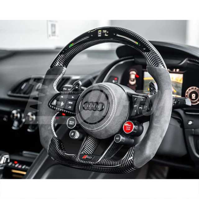 LED Display Shift Build Carbon Fiber Customs Steering Wheel For Audi R8 2016-2024