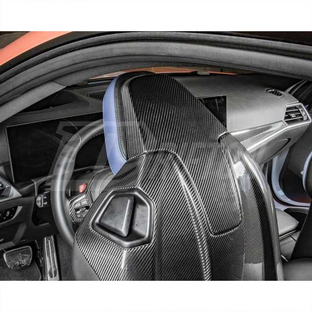 Dry Carbon Fiber Seat Headrest Back Cover Trim Kits For BMW M2 G87 M3 M4 G80 G81 G82 G83