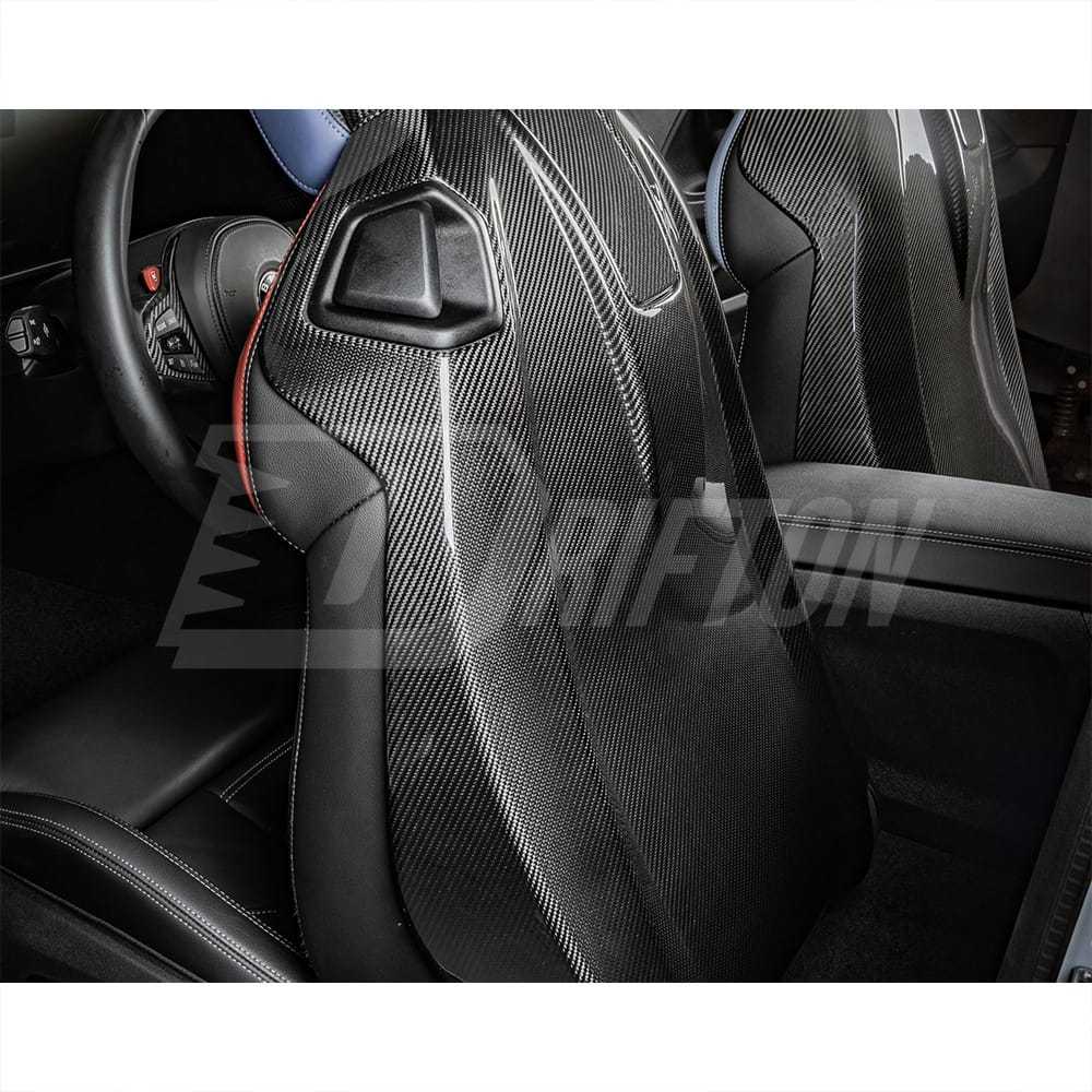 Dry Carbon Fiber Seat Back Cover Trim Kits For BMW M2 G87 M3 M4 G80 G81 G82 G83