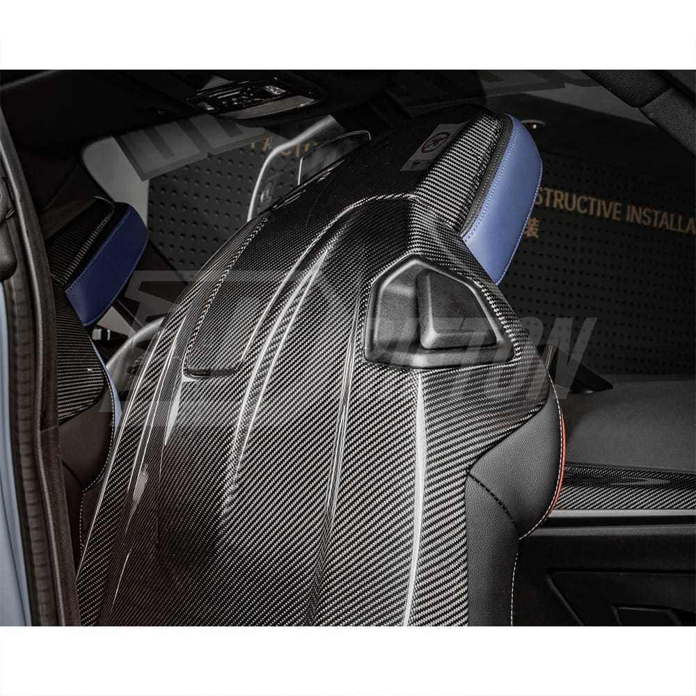 Dry Carbon Fiber Seat Headrest Back Cover Trim Kits For BMW M2 G87 M3 M4 G80 G81 G82 G83
