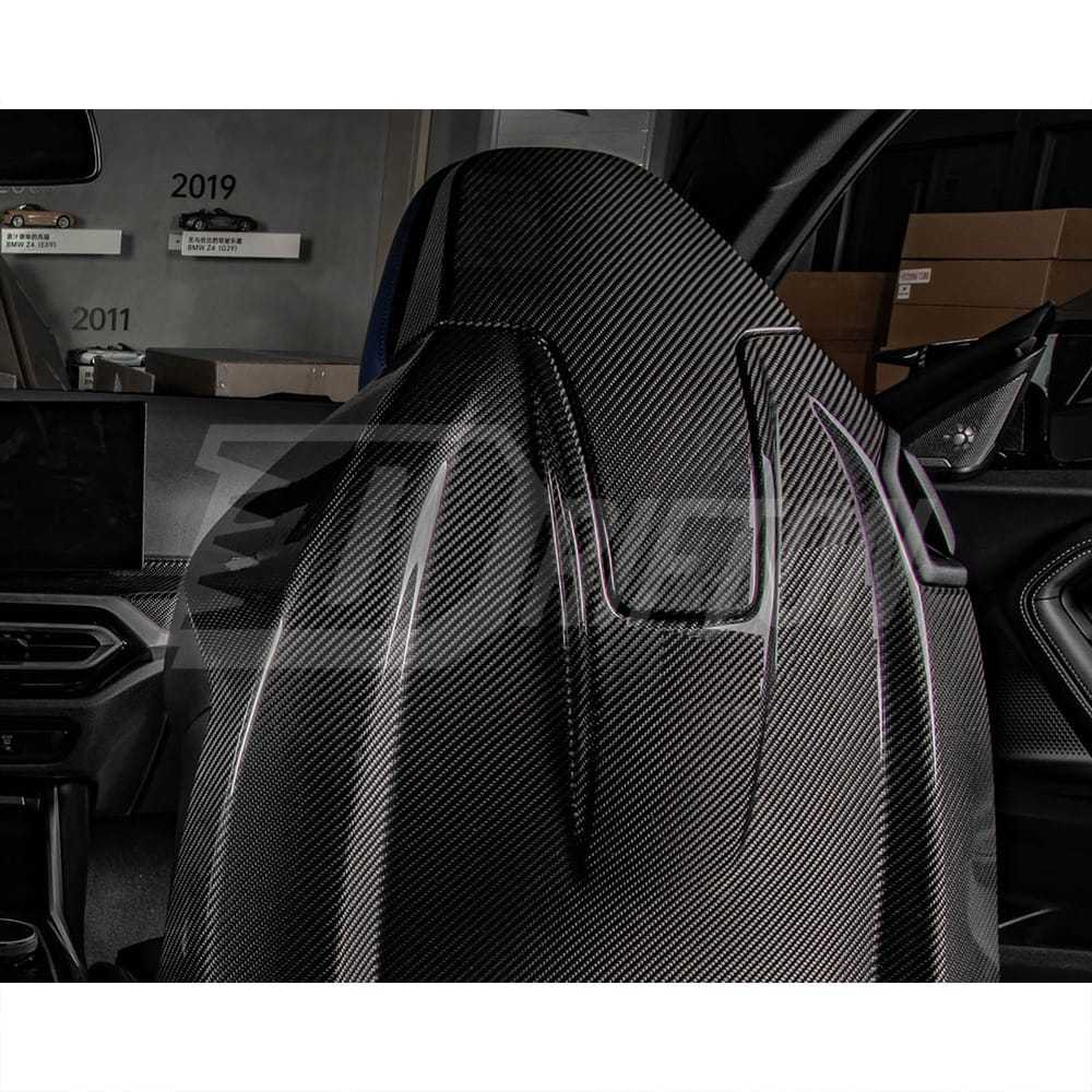Dry Carbon Fiber Seat Headrest Back Cover Trim Kits For BMW M2 G87 M3 M4 G80 G81 G82 G83