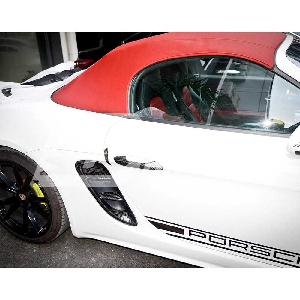 Dry Carbon Fiber Door Handle Cover For Porsche 718 Cayman Boxster 2016-2025