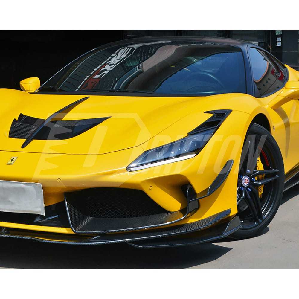 PT Style Dry Carbon Fiber Front Fender Vents For Ferrari F8 Tributo Spider 2019-2022