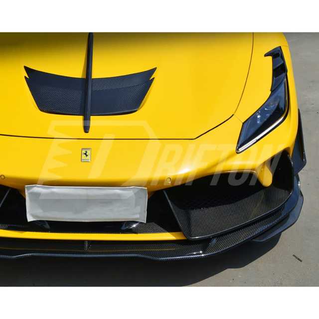 PT Style Dry Carbon Fiber Front Fender Vents For Ferrari F8 Tributo Spider 2019-2022