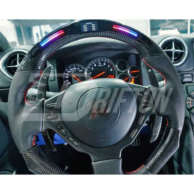 RPM LED Display Alcantara Carbon Fiber Steering Wheel For Nissan R35 GTR 2008-2016