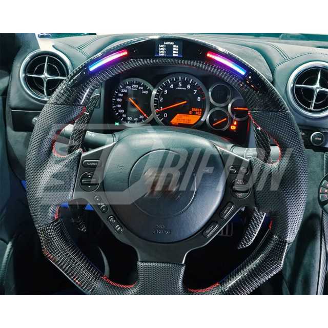 RPM LED Display Alcantara Carbon Fiber Steering Wheel For Nissan R35 GTR 2008-2016