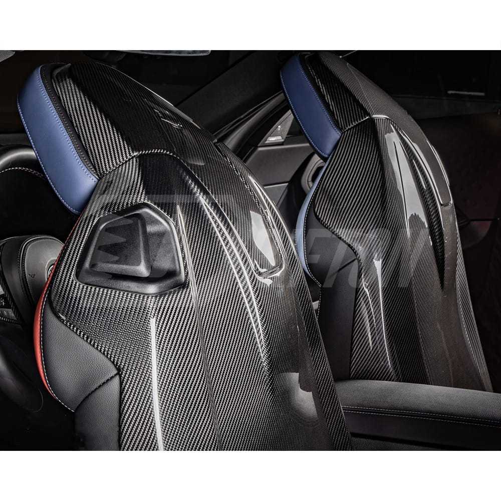Dry Carbon Fiber Seat Back Cover Trim Kits Set For BMW M2 G87 M3 M4 G80 G81 G82 G83