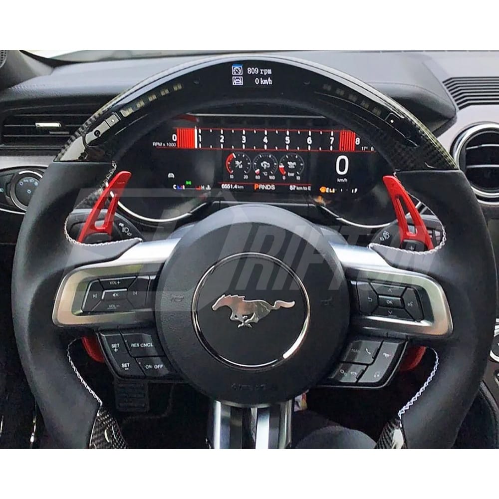 Customized Style Carbon Fiber Steering Wheel With LED Shift Light For Ford Mustang 2015-2020