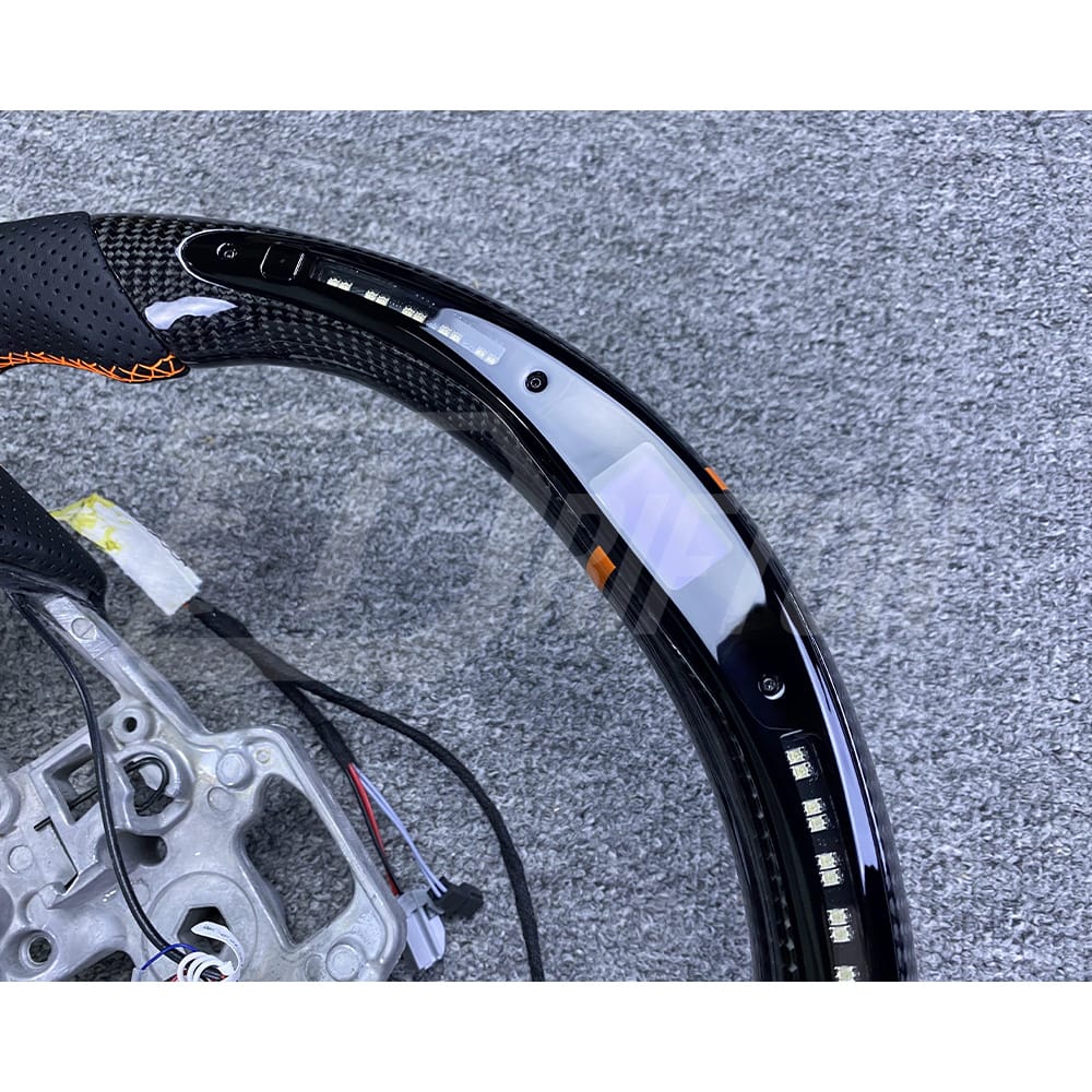 Customized Style Carbon Fiber Steering Wheel With LED Shift Light For Ford Mustang 2015-2020