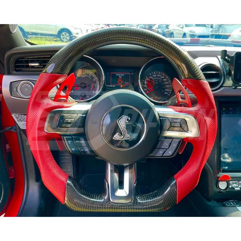 Customized Style Steering Wheel With RPM LED Shift Light For Ford Mustang Gen6 S550.1 S550.2 2015-2023