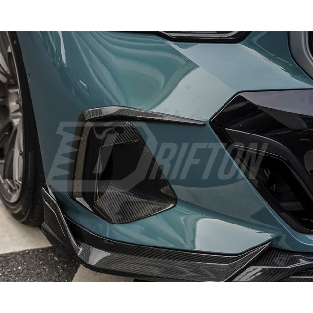 TAKD Style Dry Carbon Fiber Front Bumper Vent Canards For BMW 5 Series G60 2024-On