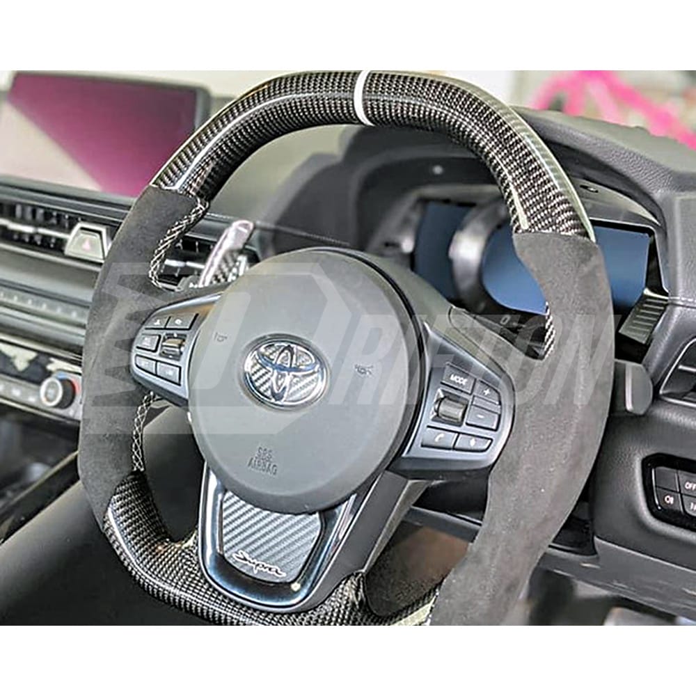 V2 Custom Made Carbon Fiber Perforated Leather Steering Wheel For Toyota Supra MK5 A90 A91 GR 2019-2024 (1)