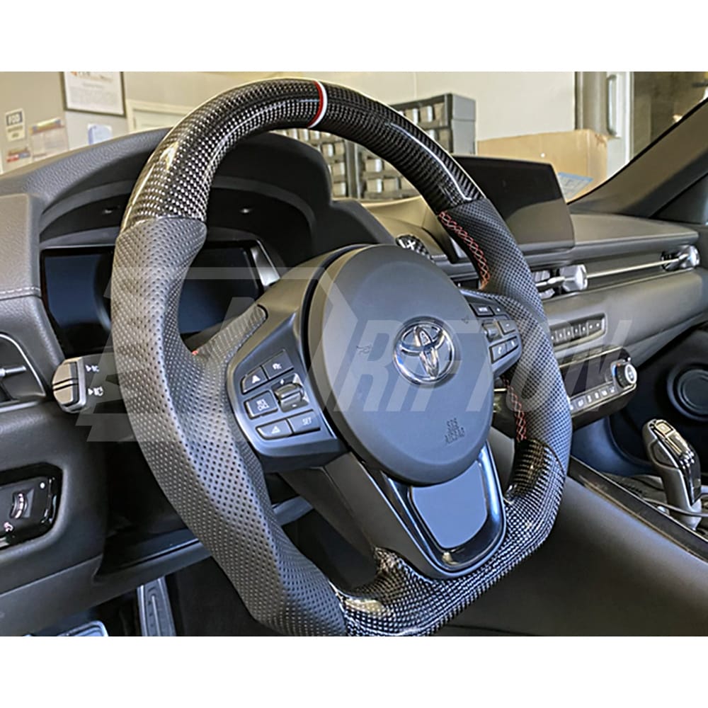 V2 Custom Made Carbon Fiber Perforated Leather Steering Wheel For Toyota Supra MK5 A90 A91 GR 2019-2024 (1)