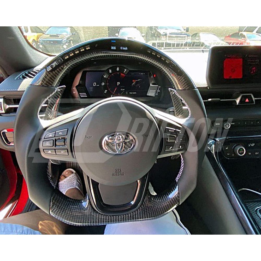 V2 Custom Made Carbon Fiber Perforated Leather Steering Wheel For Toyota Supra MK5 A90 A91 GR 2019-2024 (1)