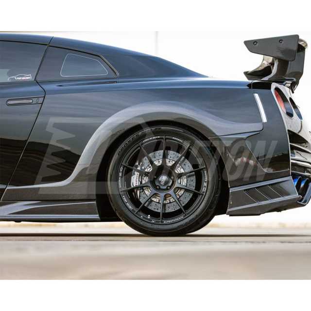 MY17 Top Secret Style Carbon Fiber Rear Fender Splitter For Nissan R35 GTR 2008-2026