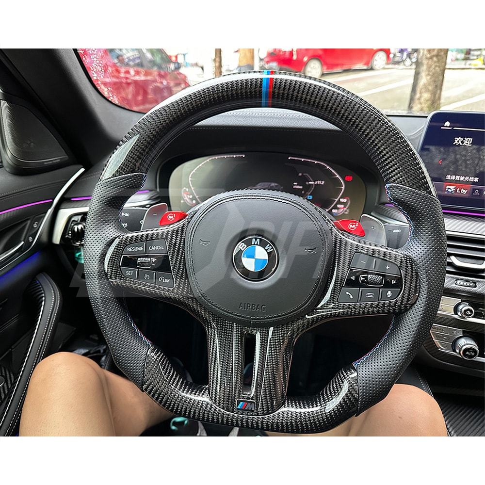 Customize Carbon Fiber Perforated Leather LED Display Steering Wheel For BMW 3 Series G20 2019-2025