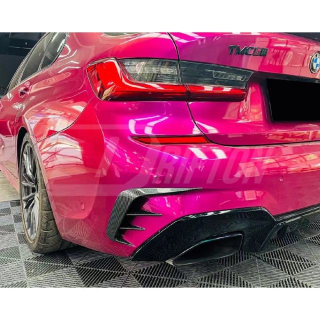 TAKD Style Dry Carbon Fiber Rear Bumper Splitter For BMW 3 Series G20 2019-2022