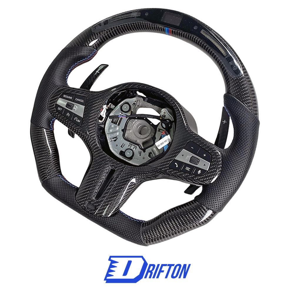 Customize Carbon Fiber Perforated Leather LED Display Steering Wheel For BMW 3 Series G20 2019-2025