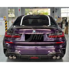 TAKD Style Dry Carbon Fiber Rear Bumper Splitter For BMW 3 Series G20 2019-2022