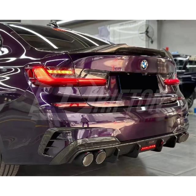 TAKD Style Dry Carbon Fiber Rear Bumper Splitter For BMW 3 Series G20 2019-2022
