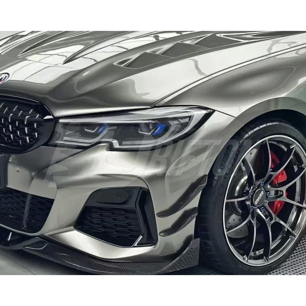 TAKD Style Dry Carbon Fiber Front Canards For BMW 3 Series G20 2019-2022