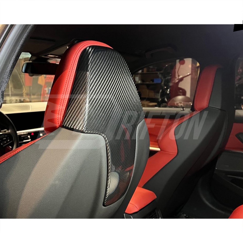 Dry Carbon Fiber Car Seat Back Trims For BMW M8 F90 F91 F92 F93 2020-2024