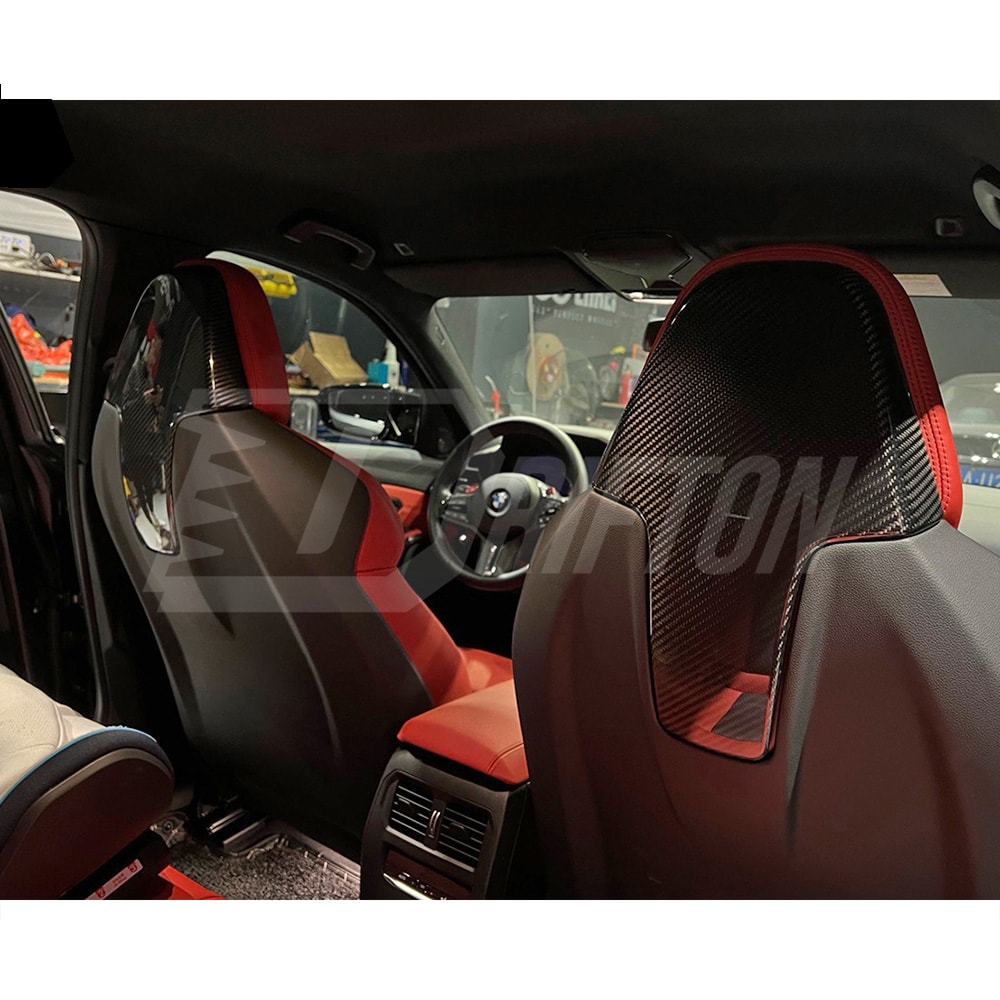 Dry Carbon Fiber Car Seat Back Trims For BMW M8 F91 F92 F93 2020-2024