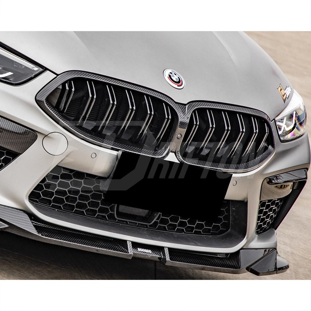 Double Slat Style Dry Carbon Fiber Front Grille For BMW M8 F91 F92 F93 2020-2024