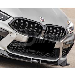 Double Slat Style Dry Carbon Fiber Front Grille For BMW M8 F91 F92 F93 2020-2024