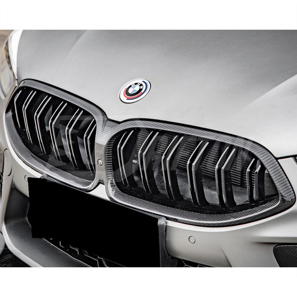 Double Slat Style Dry Carbon Fiber Front Grille For BMW M8 F91 F92 F93 2020-2024