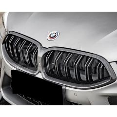 Double Slat Style Dry Carbon Fiber Front Grille For BMW M8 F91 F92 F93 2020-2024