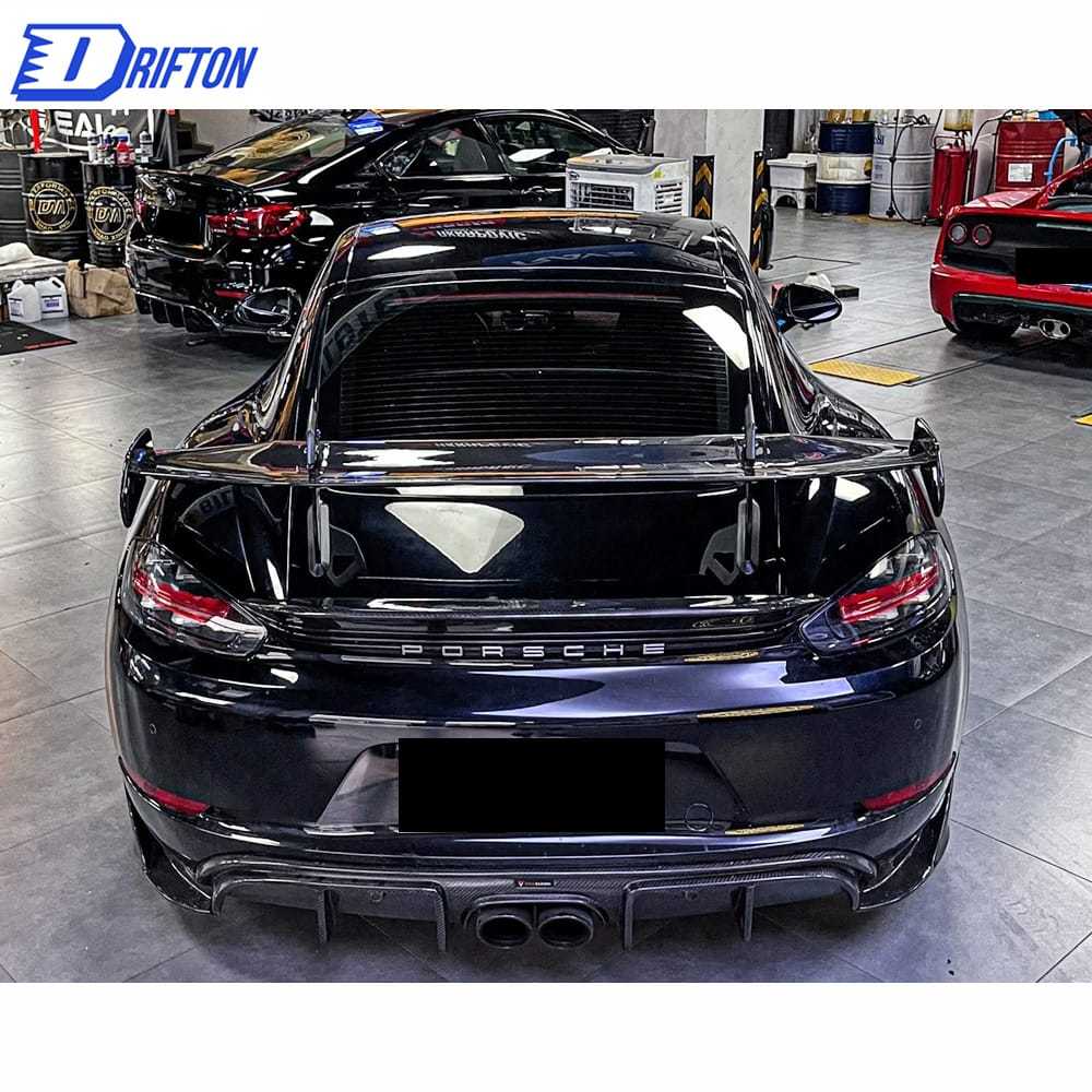 GT4RS Style Carbon Fiber Rear GT Spoiler For Porsche 718 Cayman Boxster 2016-2025