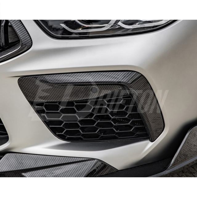 OEM Style Dry Carbon Fiber Front Bumper Vent Trim For BMW M8 F91 F92 F93 2020-2024