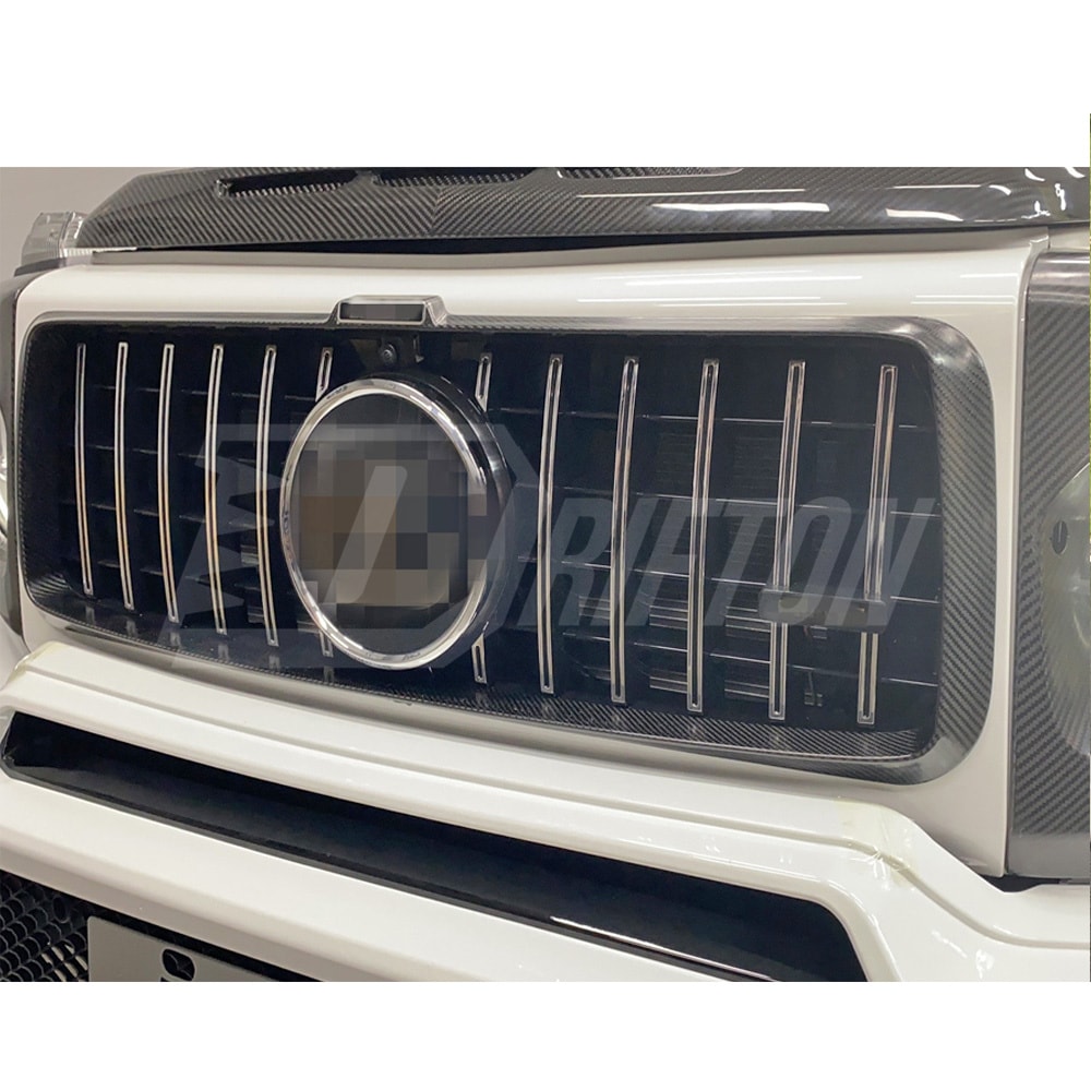 G800 Style Dry Carbon Fiber Front Grill Cover For Mercedes Benz G Class W464 G63 Brabus 2019-2025