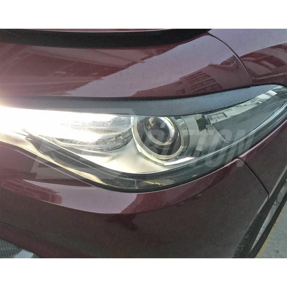 Dry Carbon Fiber Headlight  Eyebrows Eye Lid Trim For Alfa Romeo Giulia 2016-2023