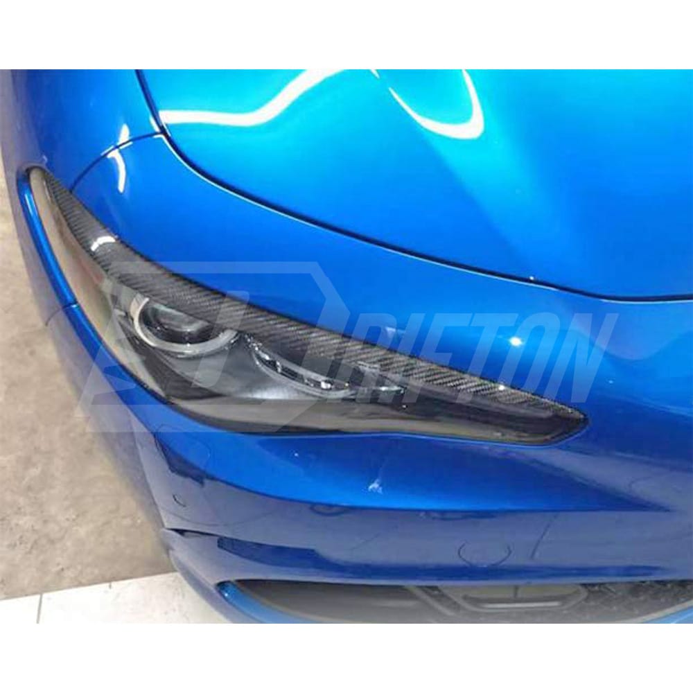 Dry Carbon Fiber Headlight  Eyebrows Eye Lid Trim For Alfa Romeo Giulia 2016-2023