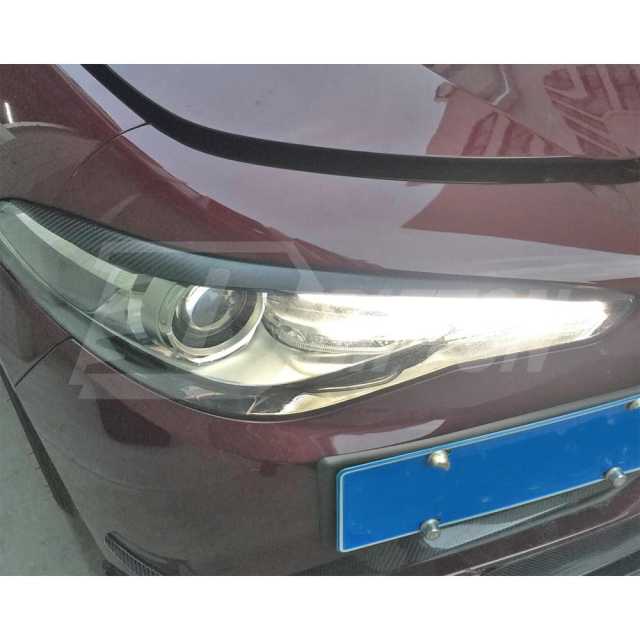 Dry Carbon Fiber Headlight  Eyebrows Eye Lid Trim For Alfa Romeo Giulia 2016-2023