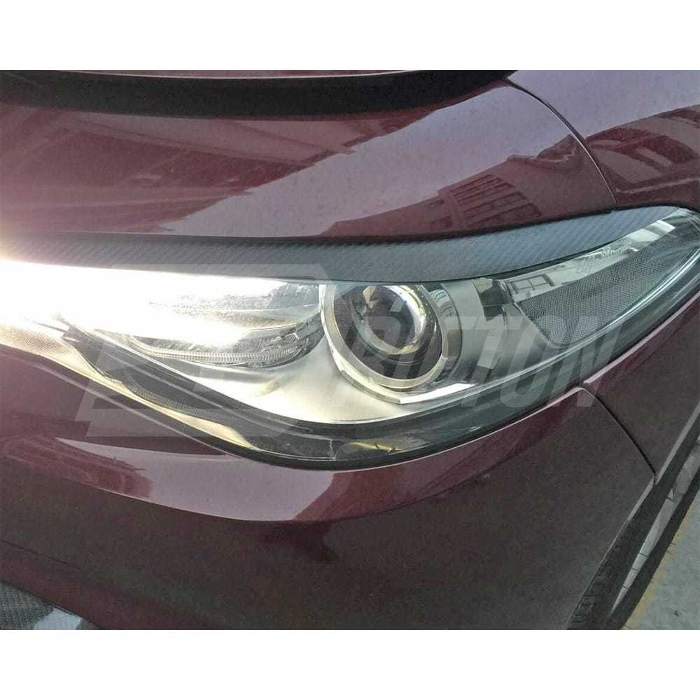 Dry Carbon Fiber Headlight  Eyebrows Eye Lid Trim For Alfa Romeo Giulia 2016-2023