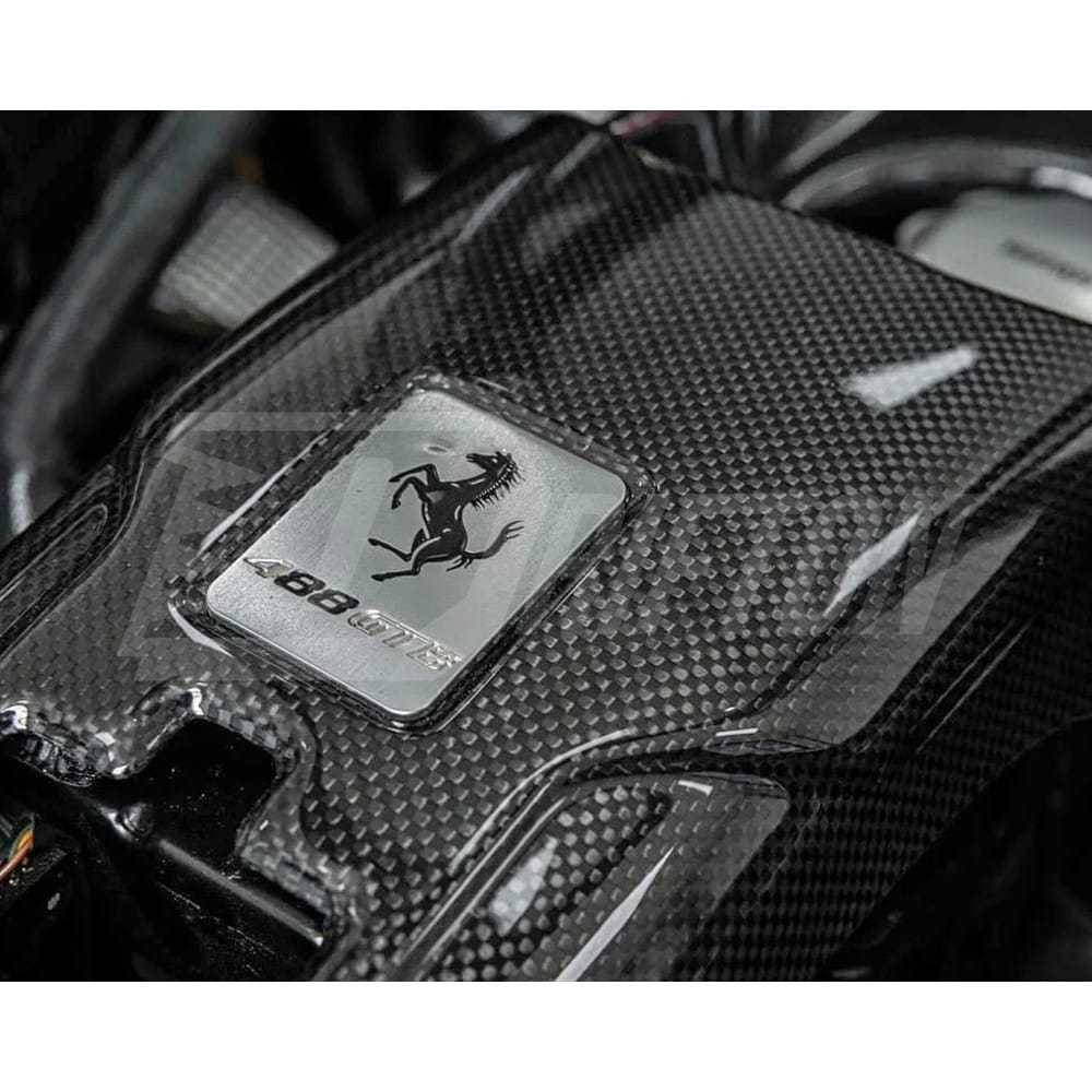 Dry Carbon Fiber Engine Bay Lock Cover Latch Panel Kit For Ferrari 488 GTB Spider 2015-2019