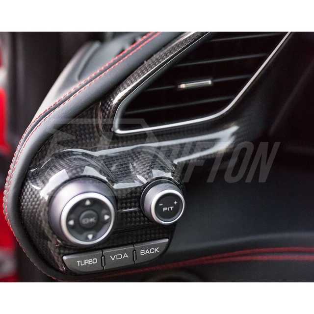 Dry Carbon Fiber AC Control Panel Cover Interiors Kits For Ferrari 488 GTB Spider 2015-2019