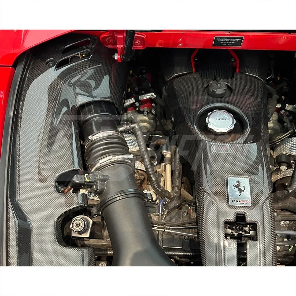 Dry Carbon Fiber Engine Bay Compartment Side Cover Kits For Ferrari 488 Spider 2015-2019